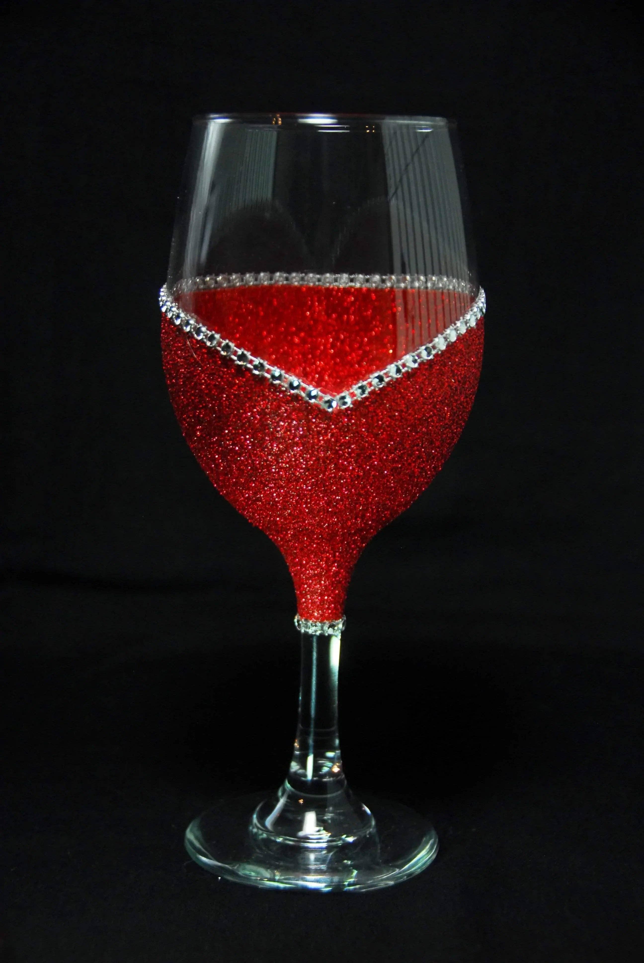 WineyBitches.Co - Wholesale Wine Glass - Valentine Schmalentine – Bling Glitter Glass Wine Glasses (Anti-Valentine’s Day Collection)4