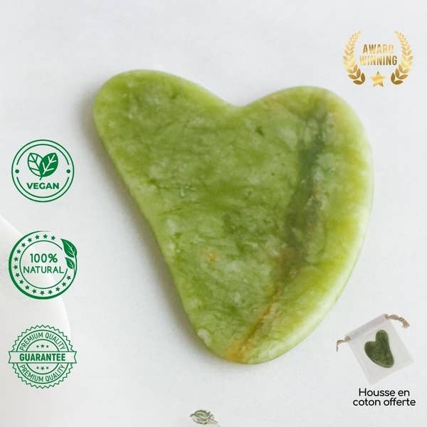Zen'Arôme - Venta al por mayor Utensilio Gua Sha - Set de rodillo de masaje Gua Sha, Champi y Green Jade Stone9