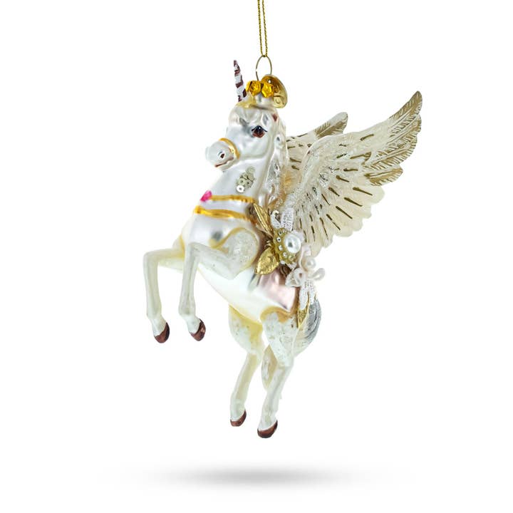 Ornement de Noël en verre Licorne blanche pour la vente par BestPysanky
