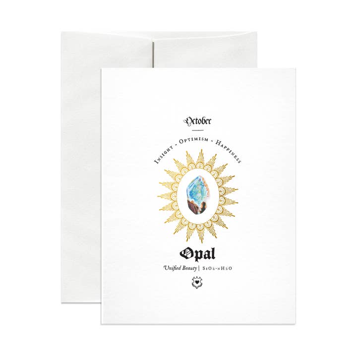 Tarjeta de felicitación de lámina con piedra natal de octubre para venta al por mayor de Open Sea