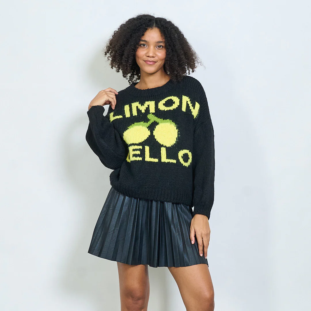 AMELÉ - Wholesale Knit Sweater - Women's - Soft knit sweater with lemon embroidery3