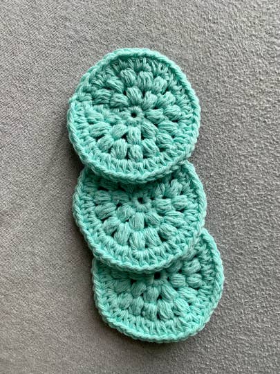Reuseable Cotton Rounds/Makeup Wipes in Teal, Set of 3 for wholesale by GladeRunDesigns