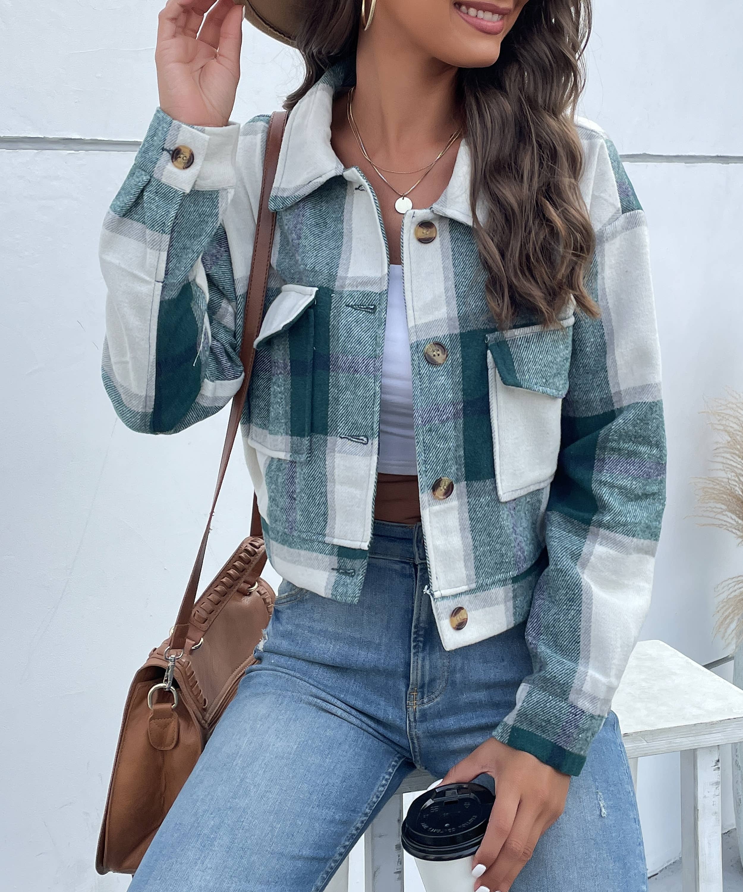 Masyal – wholesale Shirt Jacket/Shacket - Women’s – Women's autumn and winter  plaid long-sleeved shirt jacket8