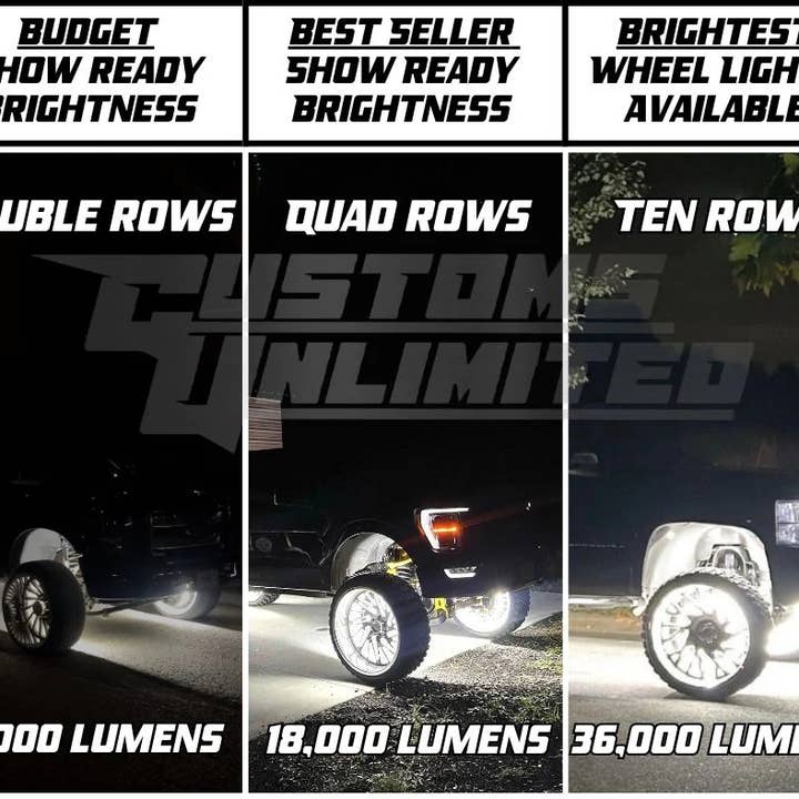 PistonTwistin LLC - Wholesale Car Decorative Charm - Unisex - QUAD ROW ULTRA HIGH INTENSITY WHEEL LIGHTS