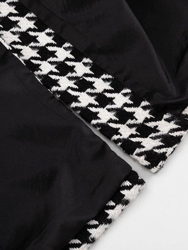 NEGRO Gabardinas holgadas de manga larga con forma de pata de gallo, espalda dividida y solapa atadas a la cintura de venta al por mayor en Faire14