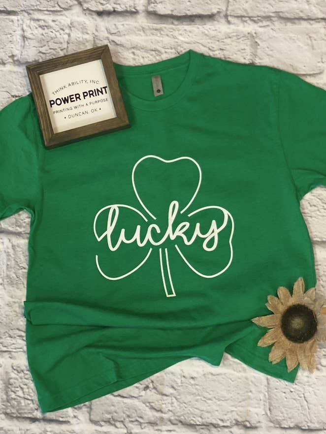 Lucky Shamrock - Short Sleeve Tee for wholesale by Think Ability Inc. - Power Print