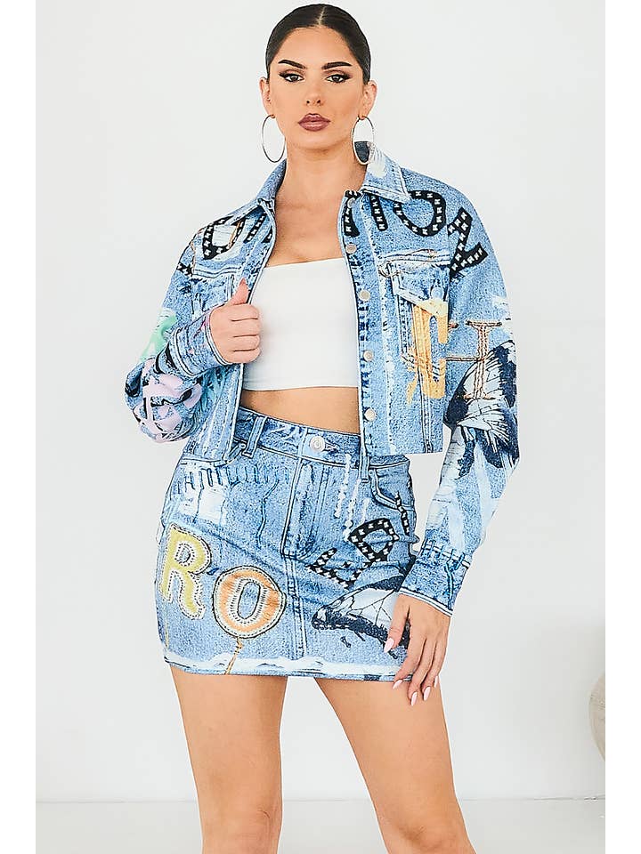 Helles Blau BJ2145_Denim-Effekt-Crop-Jacke ONLY für den Großhandel auf Faire