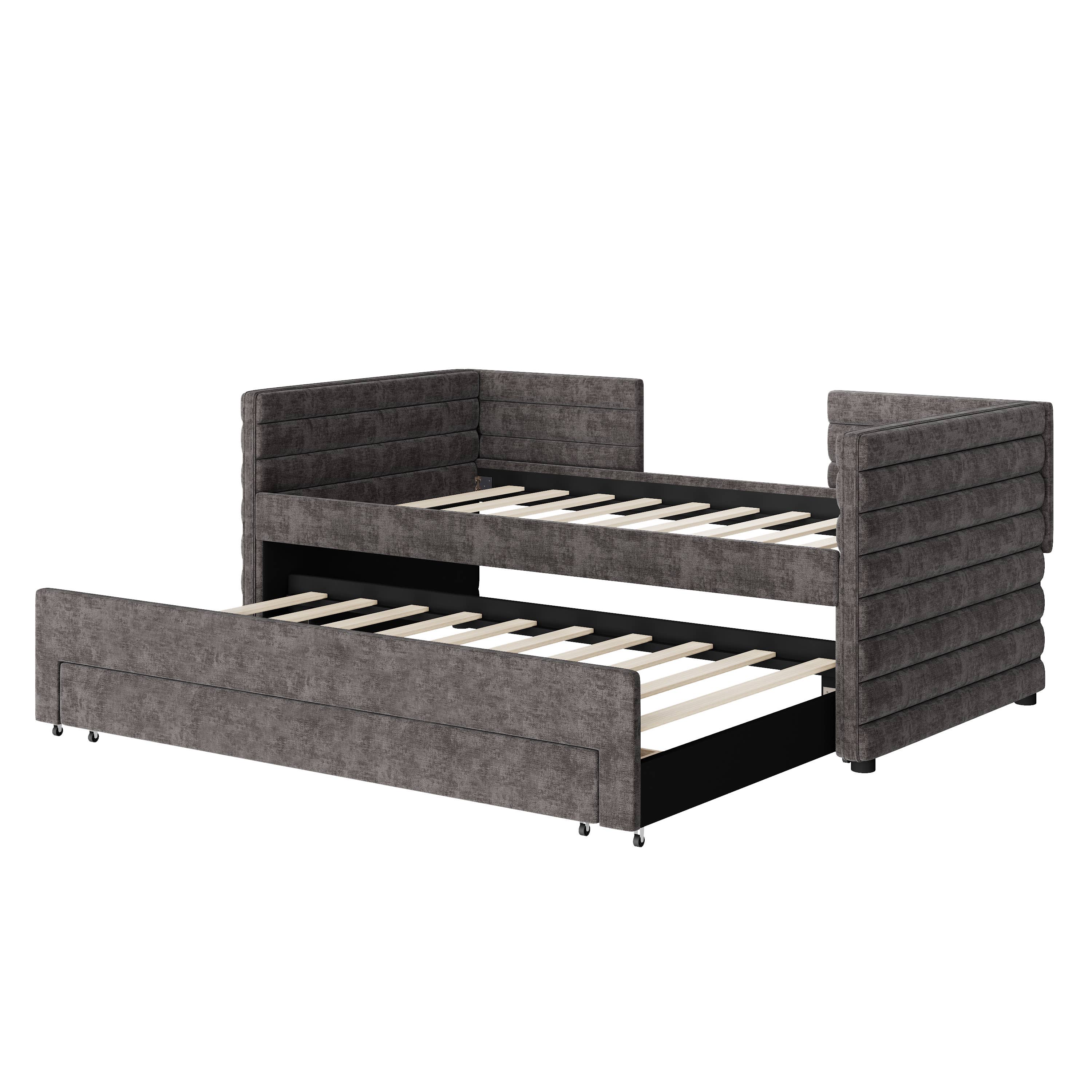 HOMYCASA DESIGN INC - Wholesale Bed - Twin Size Upholstered Daybed with Trundle &3 Storage Drawers15