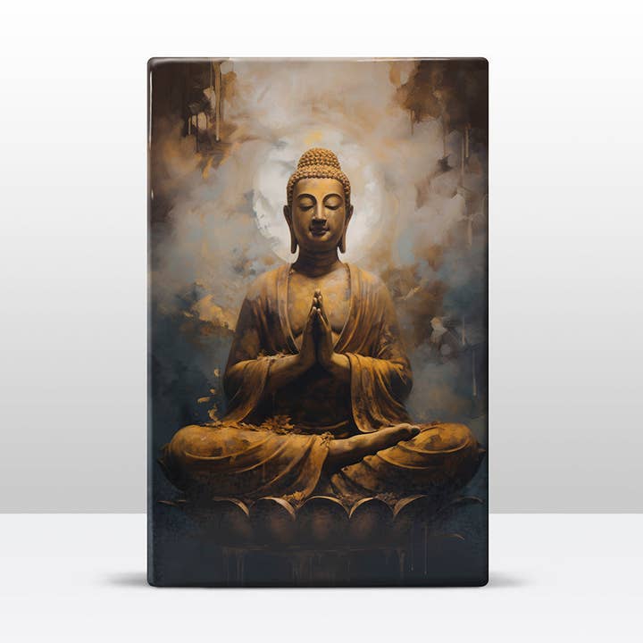 Buda con las manos juntas - Miniimpresión a la laca - 9,6 x 14,7 cm - LPS504 para venta al por mayor de Laqueprint