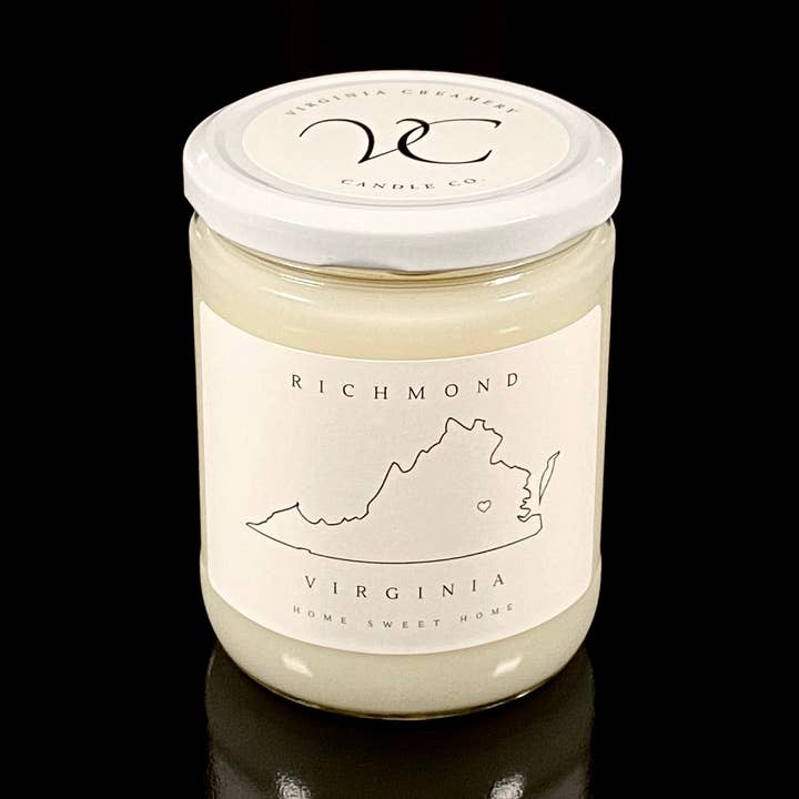 Virginia Creamery Candle Co. - Wholesale Jar/Filled Candle - City & State - Clean Minimal Line 16oz Glass Jar Candle0