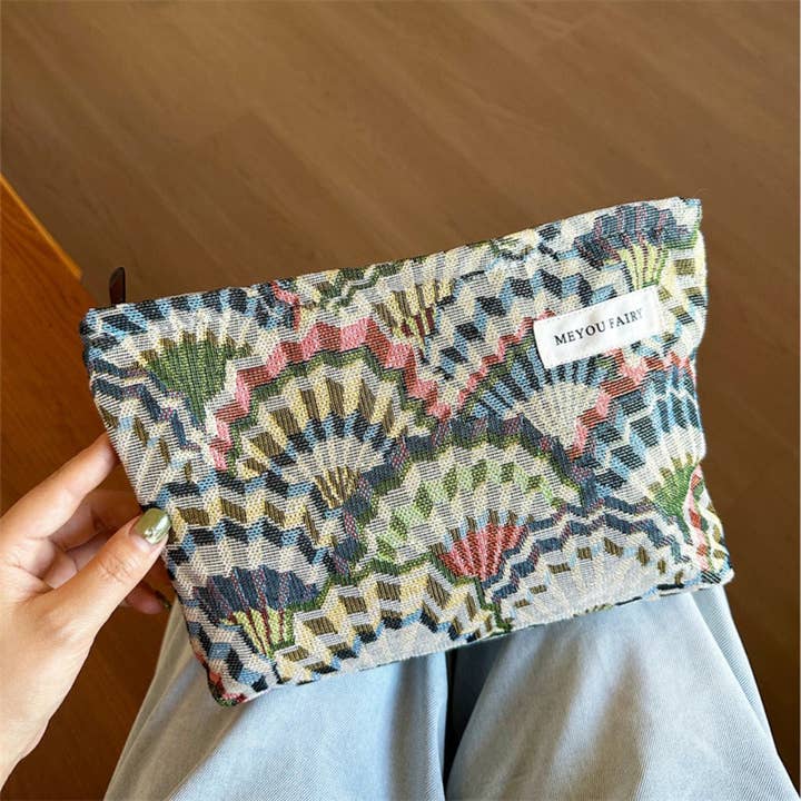 Funkyrel® Atzbranding Limited - Wholesale Makeup/Cosmetic Bag - Cosbai - Embroidered Fan Pattern Makeup Bag - Vintage & Practical5