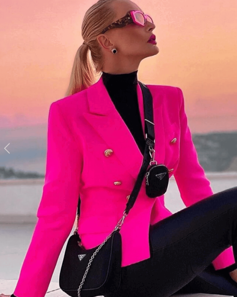 ALLARA - Wholesale Blazer - Women's - Krystal Neon Pink Double Breasted Blazer1