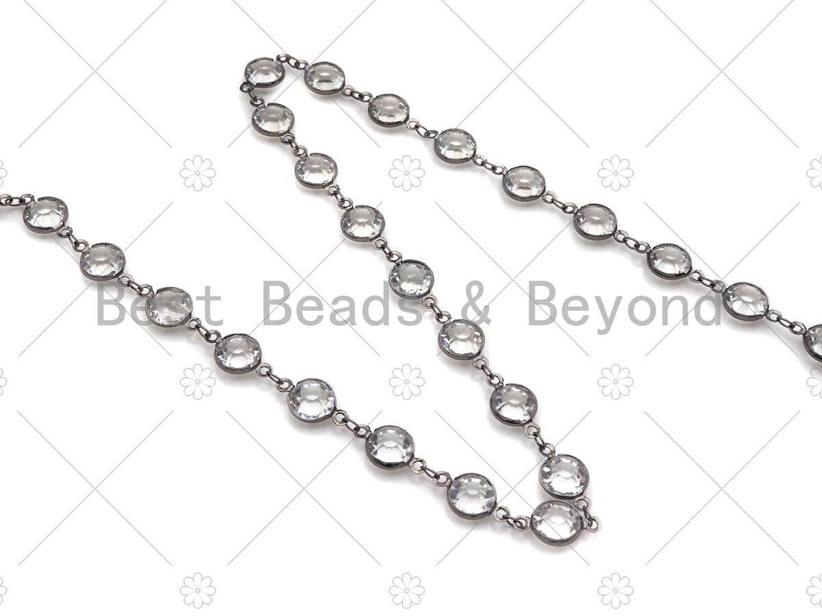 BestBeads&Beyond - Wholesale Beaded/Pearl Necklace - Clear Crystal Rosary Bezel Chain, 8mm beads size, Clear Crystal beaded Rosary Chain, Boho Jewelry Chains, wholesale chain, sku#V942