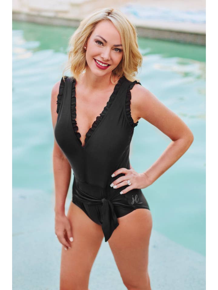Black Cabana Life Ruffle Tie Swimsuit for wholesale on Faire