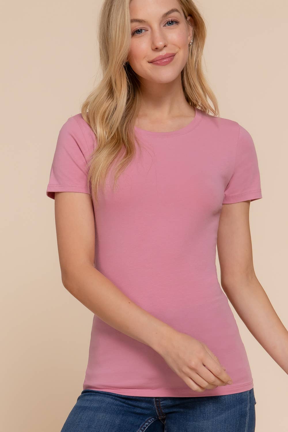 Active Basic | Active USA - Vente T-shirt – femme - Top en jersey de coton et élasthanne à manches courtes et col rond31