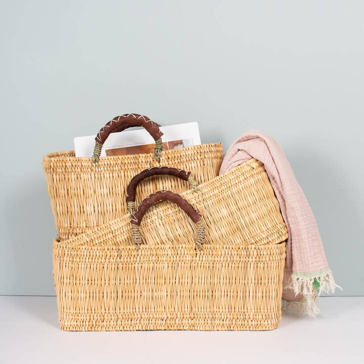 Bohemia Design - Wholesale Basket - Reed Basket with Leather, Set of 3