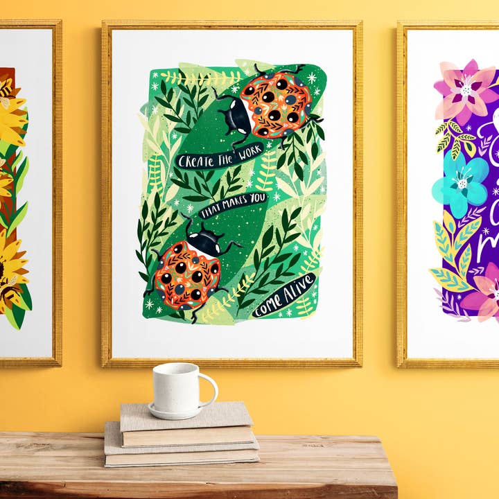 Skapa arbetet Nyckelpigor Art Print för wholesale av The Sunshine Bindery