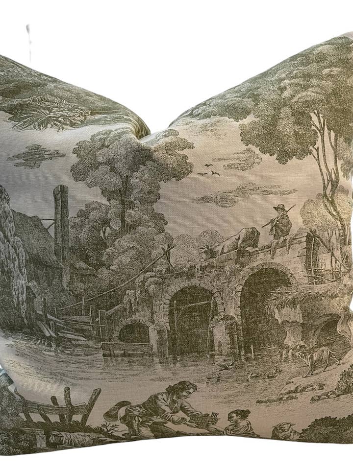 Leeann Toile Throw Pillow with Feather Insert for wholesale by Dahlia & Grace pillows