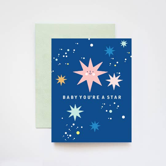Baby You're a A Star Friendship Congrats Holographic Card for wholesale by ILOOTPAPERIE
