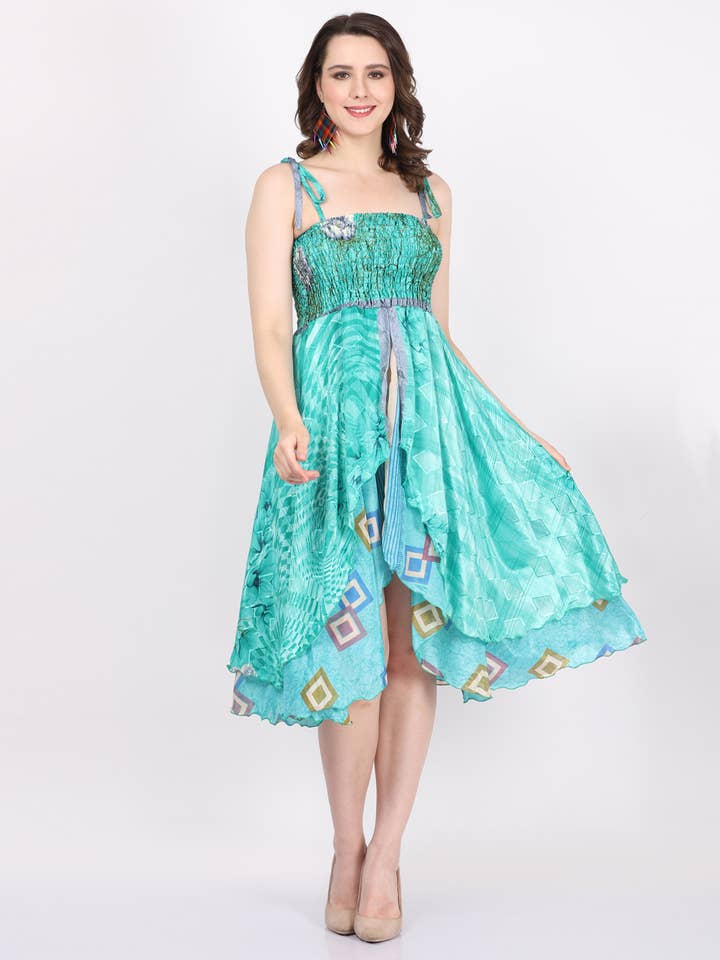 Wevez - Wholesale Dress - Women's - Women Spaghetti Strap Smocked Ruffle Hem Boho Dress Mix Lot7