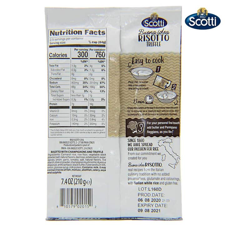 Wholesale Italian Food - Wholesale Risotto - Riso Scotti Buona Idea Ready Risotto 15 Minute (Truffle)