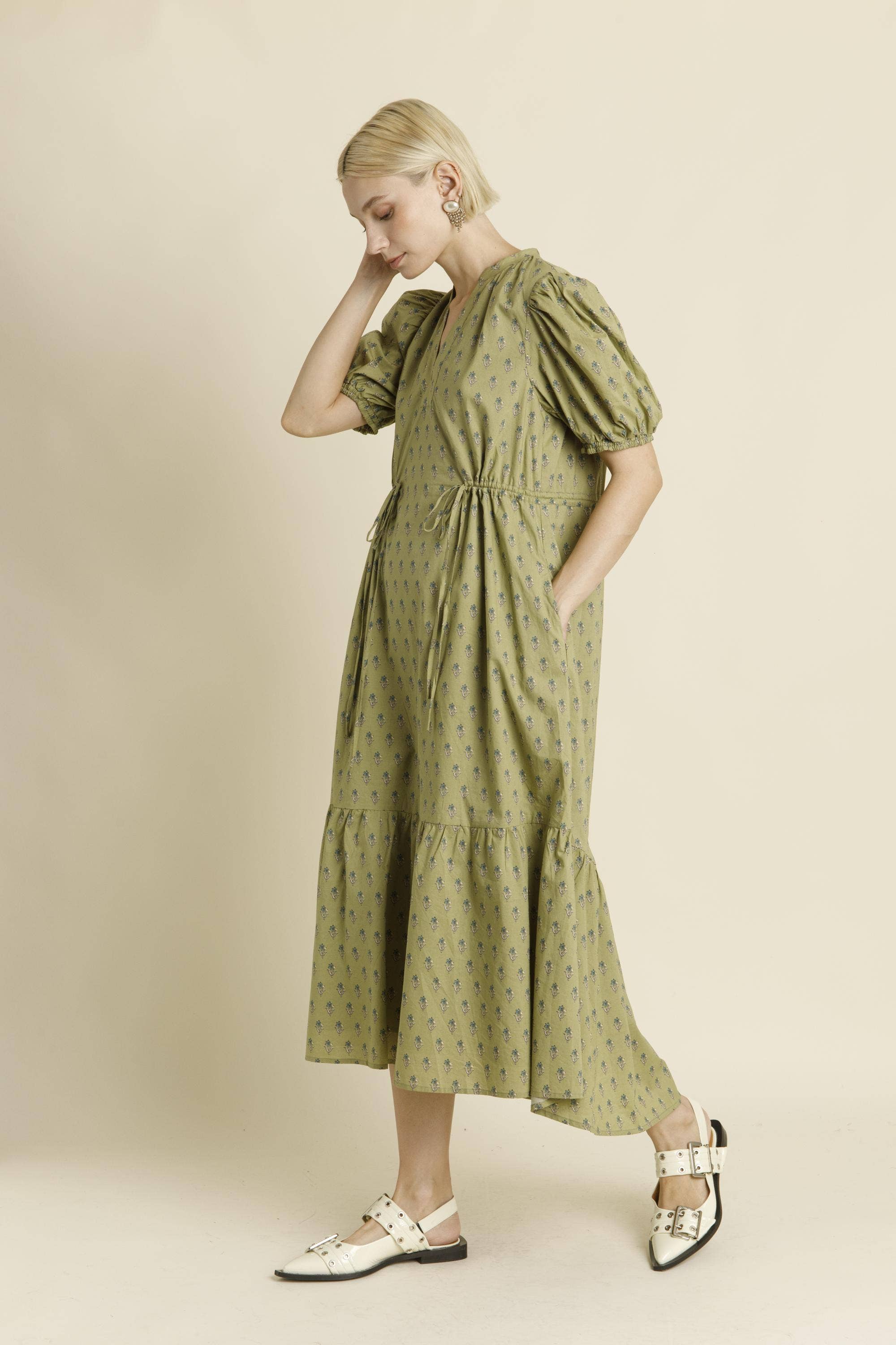 Aureum - Wholesale Dress - Women's - AD1949 - FLORAL MIDI DRESS W/ TIES9