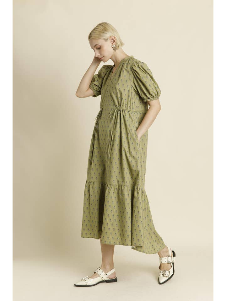 Aureum - Wholesale Dress - Women's - AD1949 - FLORAL MIDI DRESS W/ TIES9