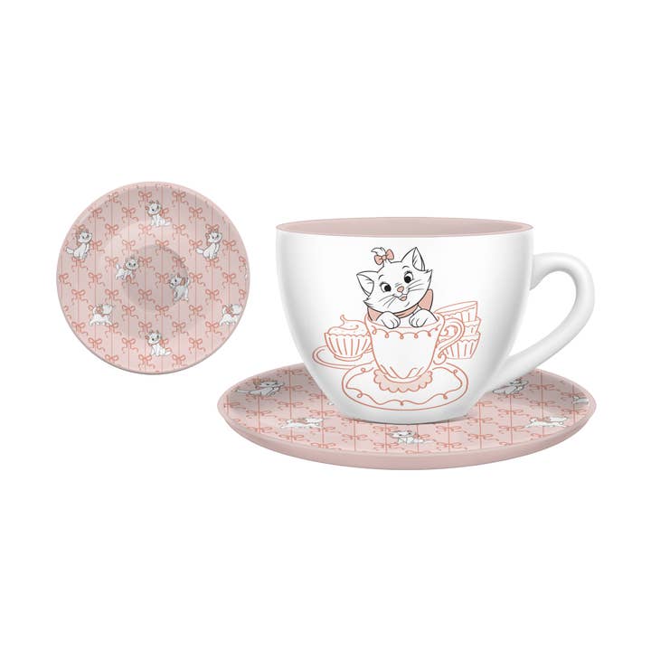 Aristocats Marie 22oz Oversized Ceramic Teacup w Saucer for wholesale by Silver Buffalo
