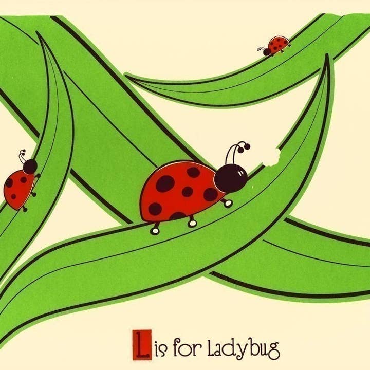 Screenprint L Is for Ladybug Alphabet Print - Nursery Art for wholesale by strawberryluna
