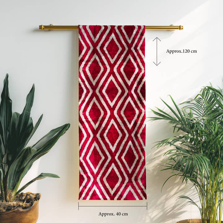 Handwoven Red Velvet Diamond Silk Upholstery Fabric for wholesale by Samarra Home