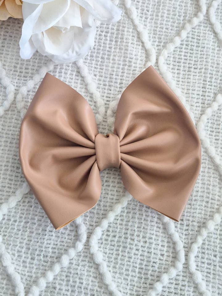 Savannah Bow-Sandstone Leatherette Wholesale for wholesale by Dainty Delights Creations