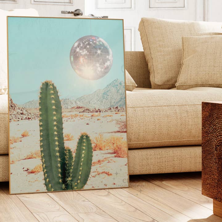 Disco Cactus Wall Art Prints for wholesale by CLM Creative Studio