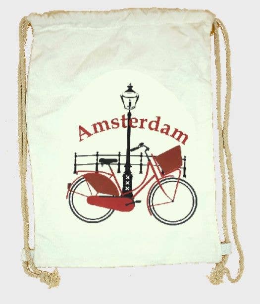 TRAAGOODS.COM – wholesale Drawstring bag – Unisex – White Cotton Bike Backpack0