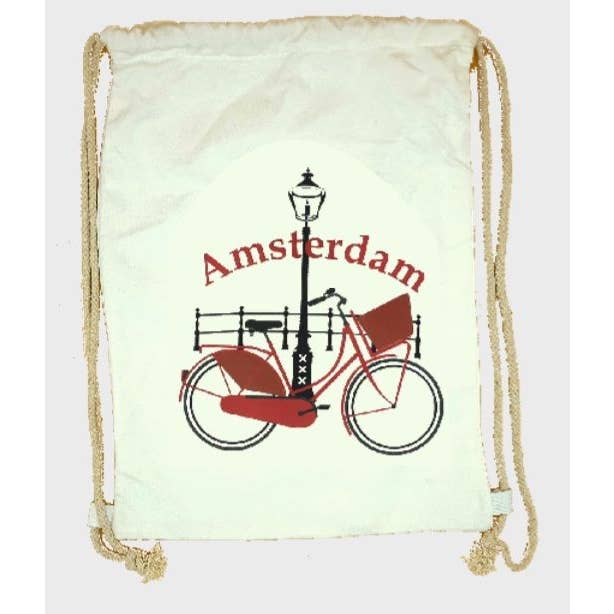 TRAAGOODS.COM – wholesale Drawstring bag – Unisex – White Cotton Bike Backpack