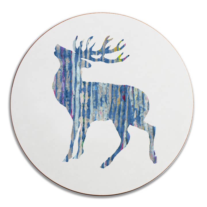 Rund Silvrig Blå Stag Bordsduk för wholesale av Chloe Gardner