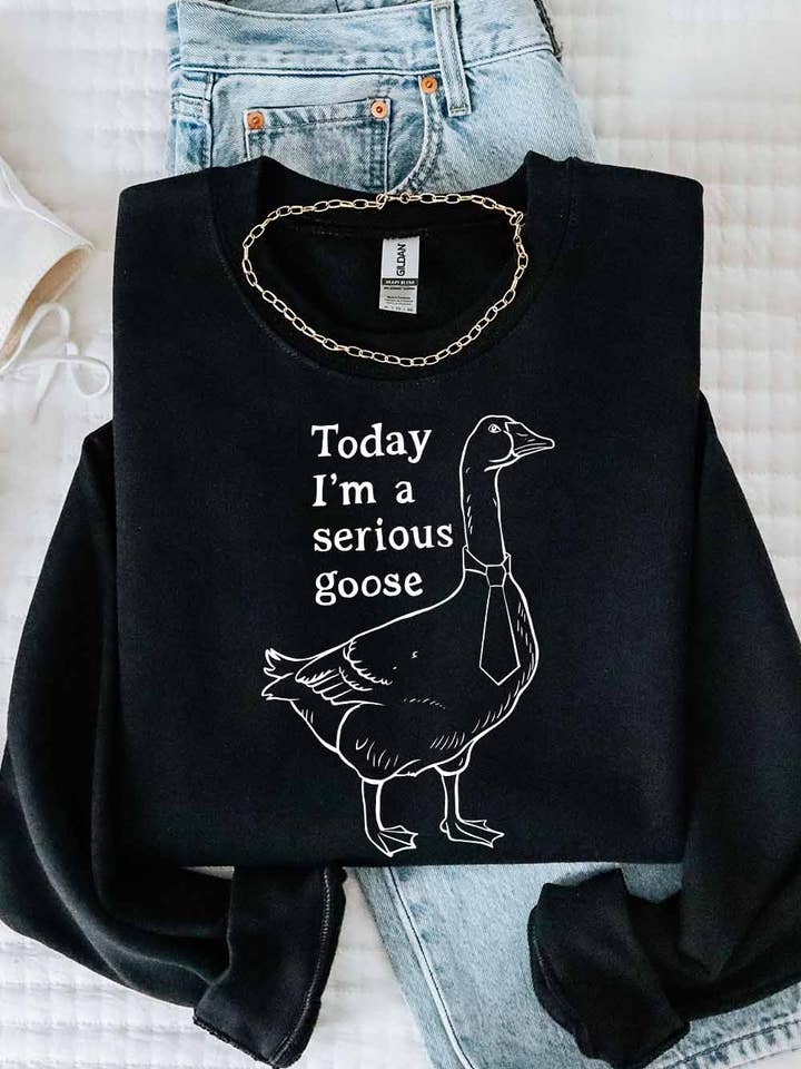 Sweat-shirt graphique en polaire | Oie sérieuse pour la vente par Khristee