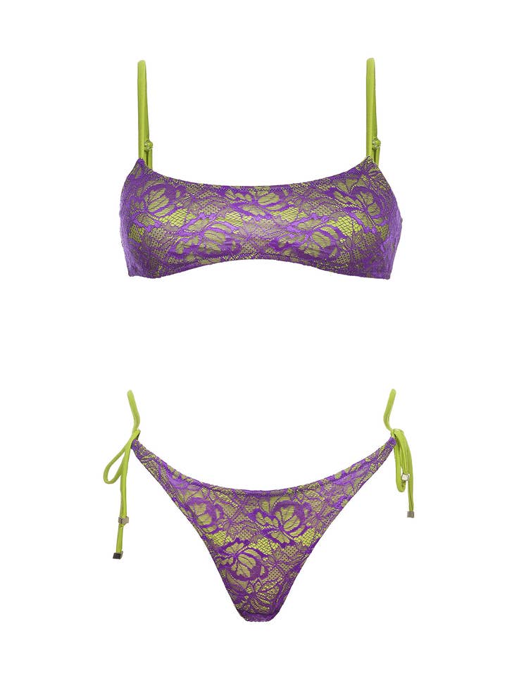 BIKINI IN PIZZO CON REGGISENO - VIOLA per la vendita all'ingrosso da parte di The Gold Key