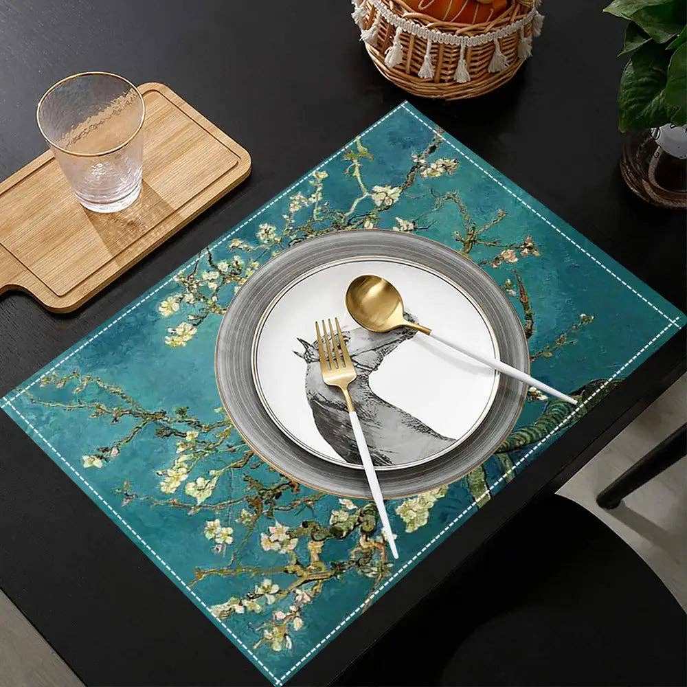 Huis Van Merken - Wholesale Placemat - 4pcs Vincent Van Gogh Almond Blossoms Design Place Mats0