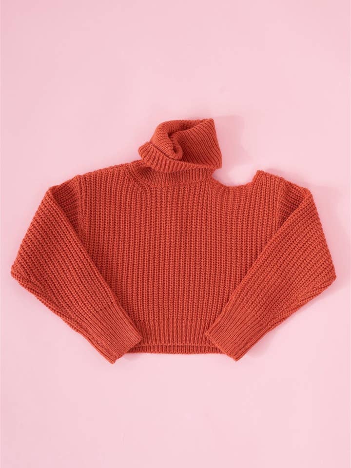 Tasha Apparel Wholesale - Vente Pull en maille – enfant - Pull à col roulé en tricot côtelé à manches et épaules découpées pour petites filles6