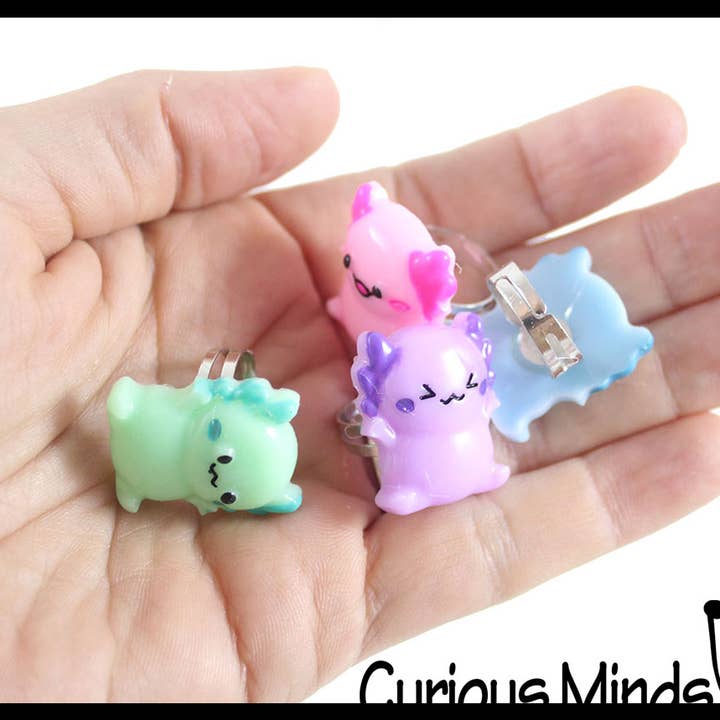 Curious Minds Toys – Brinquedo clássico - Crianças por atacado – 1 Axolotl Rings - Giro Plástico Encanta Jóias para Crianças4