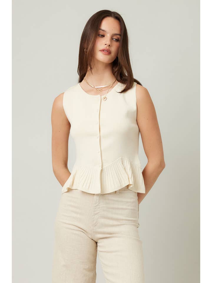 ILLA ILLA - Wholesale Cardigan - Women's - Everyday Comfort Knit Ruffle Hem Cardigan Sweater Tank18