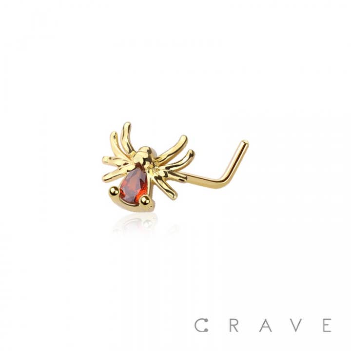 CRAVE - Vendita all'ingrosso Orecchini singoli - PIERCING DA NASO SPIDER 316L IN ACCIAIO CHIRURGICO A FORMA DI L1