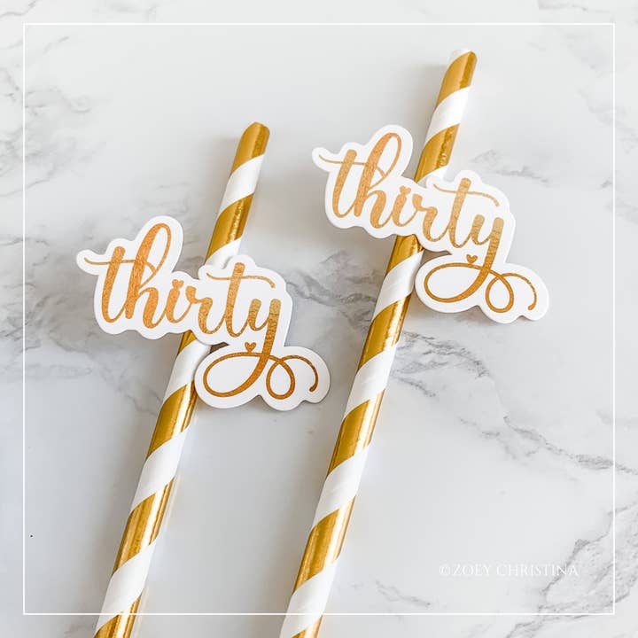 Zoey Christina - Wholesale Party Favor - Thirty Glitter Paper Straws (12-Pack) – 30th Birthday8