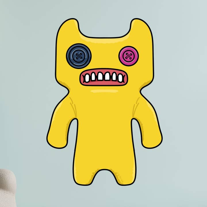 Autocollant mural Fuggler - Art mural autocollant monstre jaune indécis pour la vente par Themed
