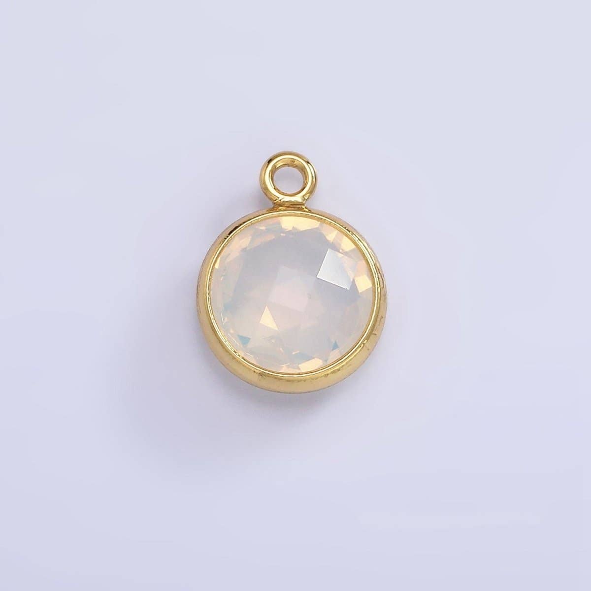 Aim Eternal - Wholesale Individual Charm/Pendant - 9mm Round BIRTHSTONE Cubic Zirconia Circle Gold Charm Add on Component For Jewelry Making | N-1209 N-12109