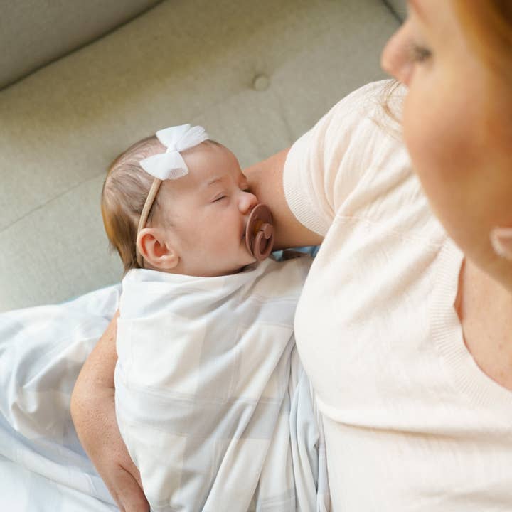 Village Baby - Wholesale Swaddle - Baby - Extra Soft Stretchy Knit Swaddle Blanket: French Gingham3