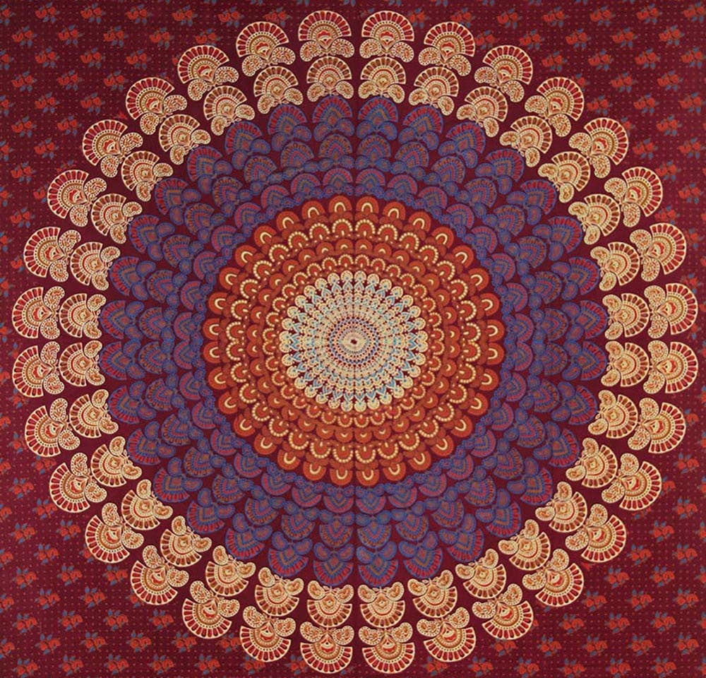 Lungta Imports - Wholesale Tapestry/Textile - Lotus Mandala Tapestry Wall Decor Beach Throw 80”X50”1