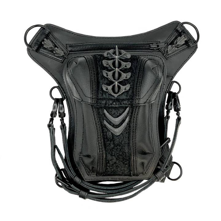 KALIBRERET VERTEBRAE Sort Lædertaske for engroshandel hos JUNGLE TRIBE