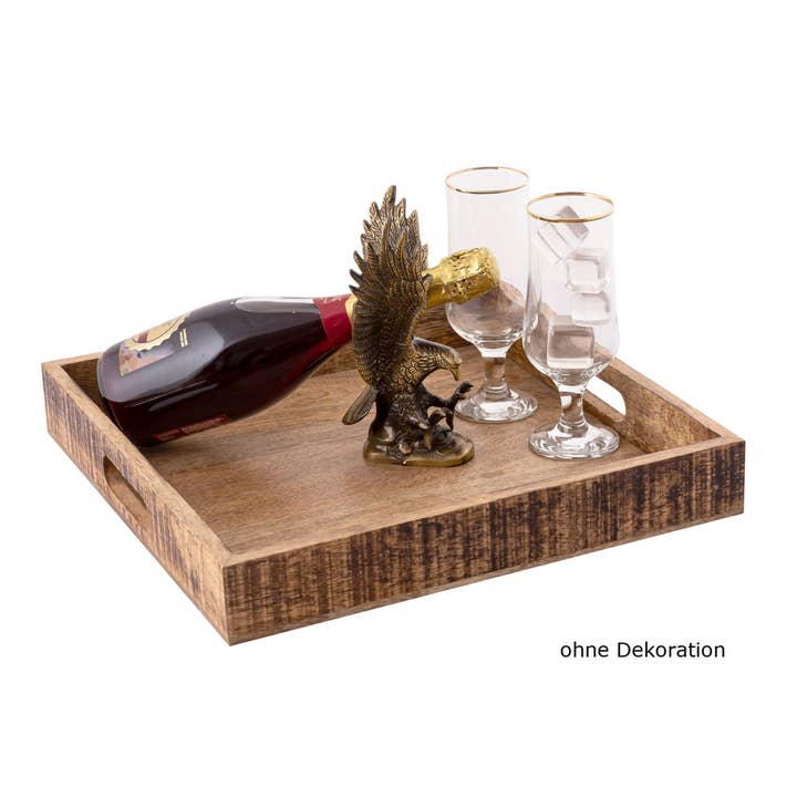 Voglrieder - Vente Plateaux de service - Plateau de service en bois plateau décoratif carré vintage 40 x 404