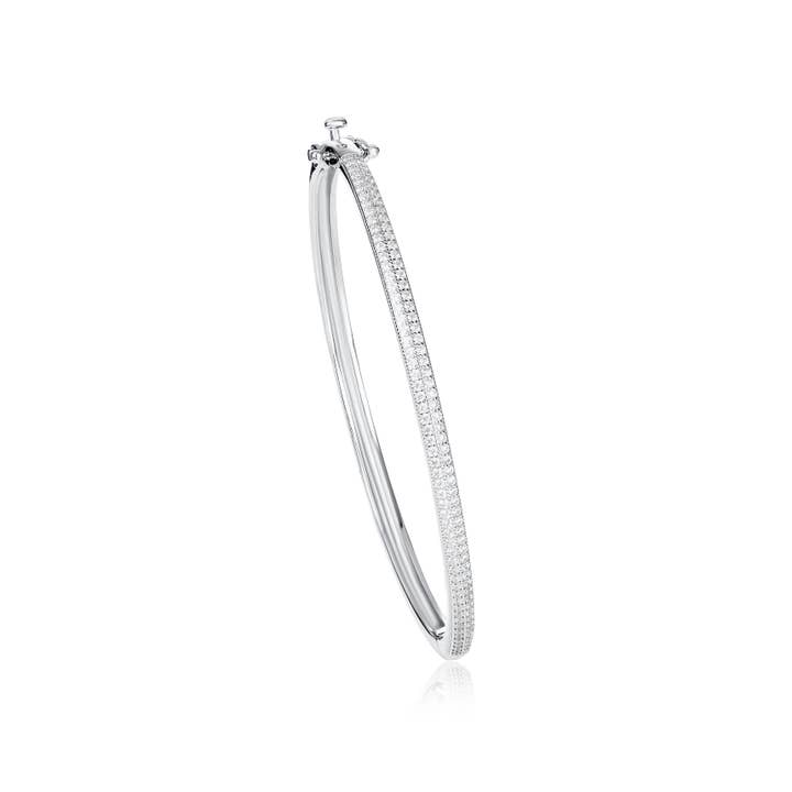 925 Sterling Silver Oval Bangle Bracelet For women With Cubic Zirconia for wholesale by Namana